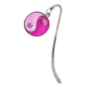 Boekenlegger met roze yin yang hanger