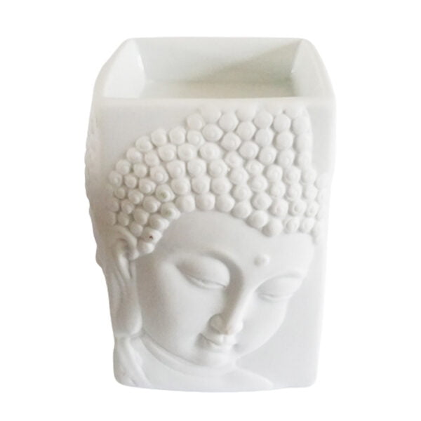 Mooie witte doorschijnende vierkante olieverdamper met boeddha gezicht