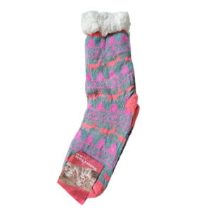 Gevoerde sokken grijs roze